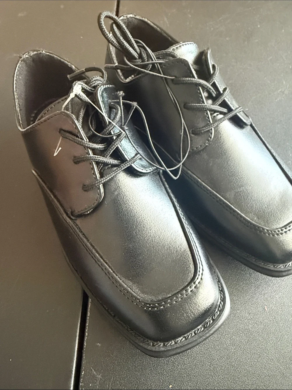 Kids Black Lace-Up Dress Shoes for Special Occasions